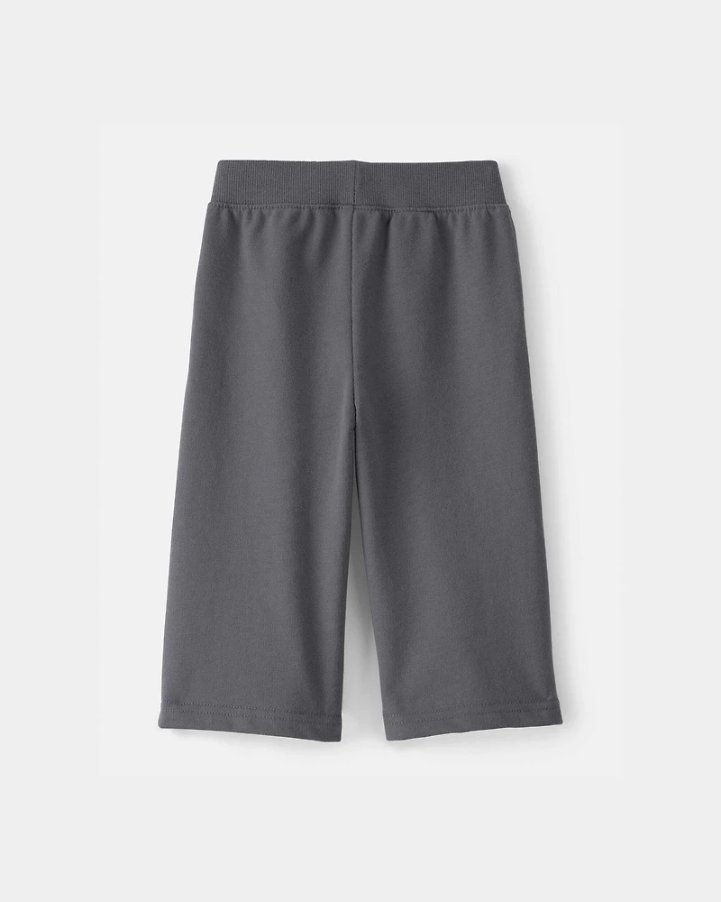 Baby Girl French Terry Wide-Leg Active Pants - Grey