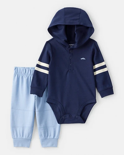Baby Boy 2-Piece Car Bodysuit & Pant Set - Blue