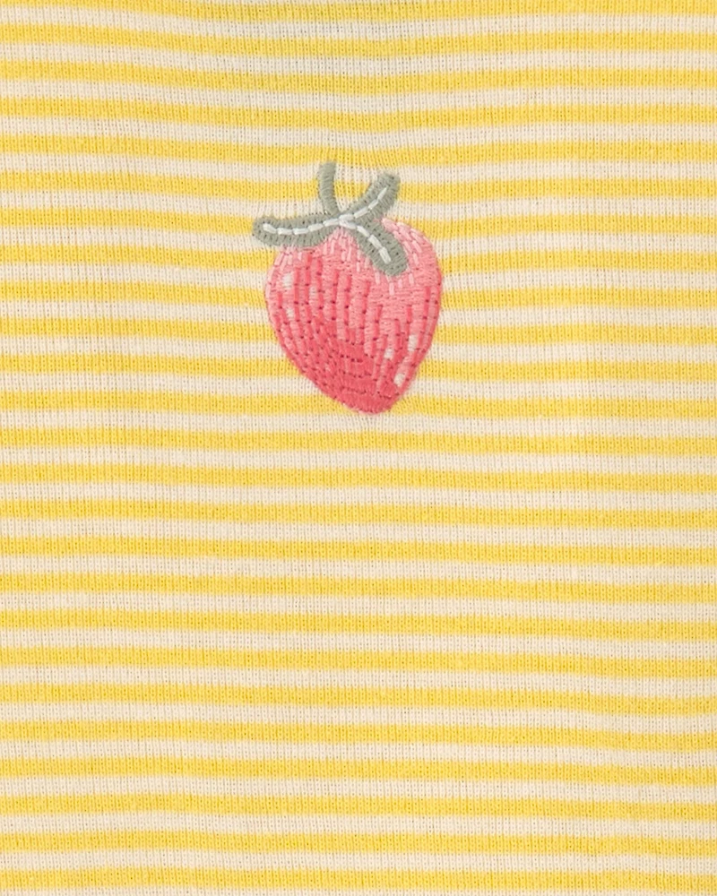 Baby Girl Strawberry 100% Cotton Snug Fit 2-Piece Pajama Set - Yellow