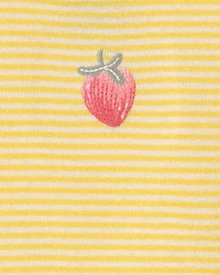Baby Girl Strawberry 100% Cotton Snug Fit 2-Piece Pajama Set - Yellow