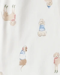 Baby Dog Print 2-Way Zip PurelySoft Pajamas - White