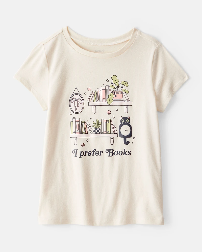 Kid I Prefer Books Short-Sleeve Graphic Tee - White