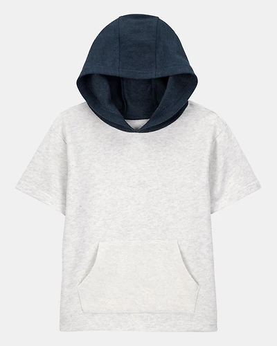 Kid Hooded French Terry Short-Sleeve Tee - Grey