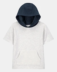 Kid Hooded French Terry Short-Sleeve Tee - Grey