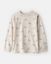 Boys Skateboard Print Long-Sleeve Graphic Tee - Brown