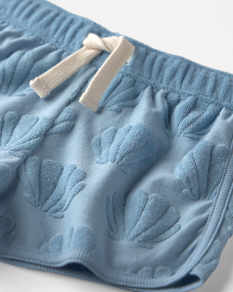 Toddler Girl 2-Piece Terry Top & Short Set Made with Organic Cotton in Blue Seashells