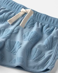Toddler Girl 2-Piece Terry Top & Short Set Made with Organic Cotton in Blue Seashells