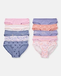 Girls 10-Pack Butterfly Floral Bikini Underwear
