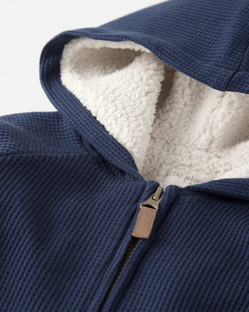 Baby Sherpa Waffle Knit Hooded Jacket Made with Organic Cotton