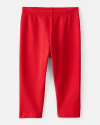 Baby Girl Pull-On Stretch Rib Leggings - Red