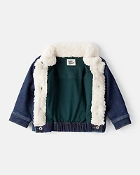 Baby Boy Sherpa Denim Jacket - Dark Wash