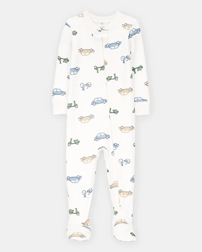 Baby Boy Car Print PurelySoft Footie 1-Piece Pajamas - Ivory