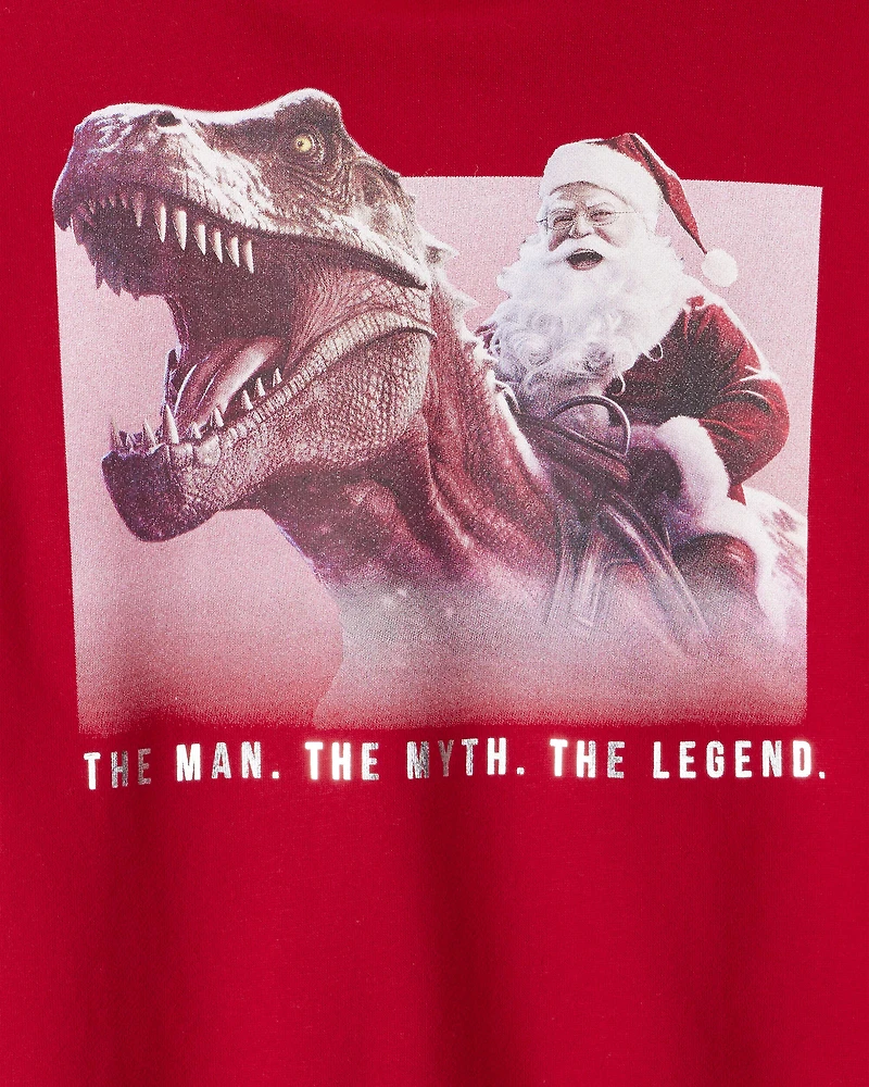 Boys Christmas Santa Long-Sleeve Fleece Hoodie - Red