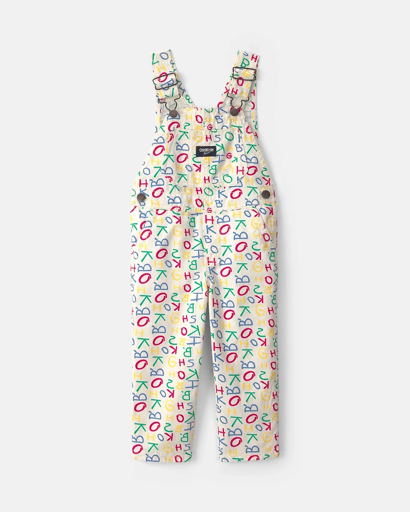 Toddler Alphabet Overalls - White