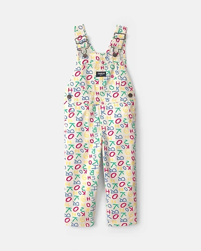Toddler Alphabet Overalls - White