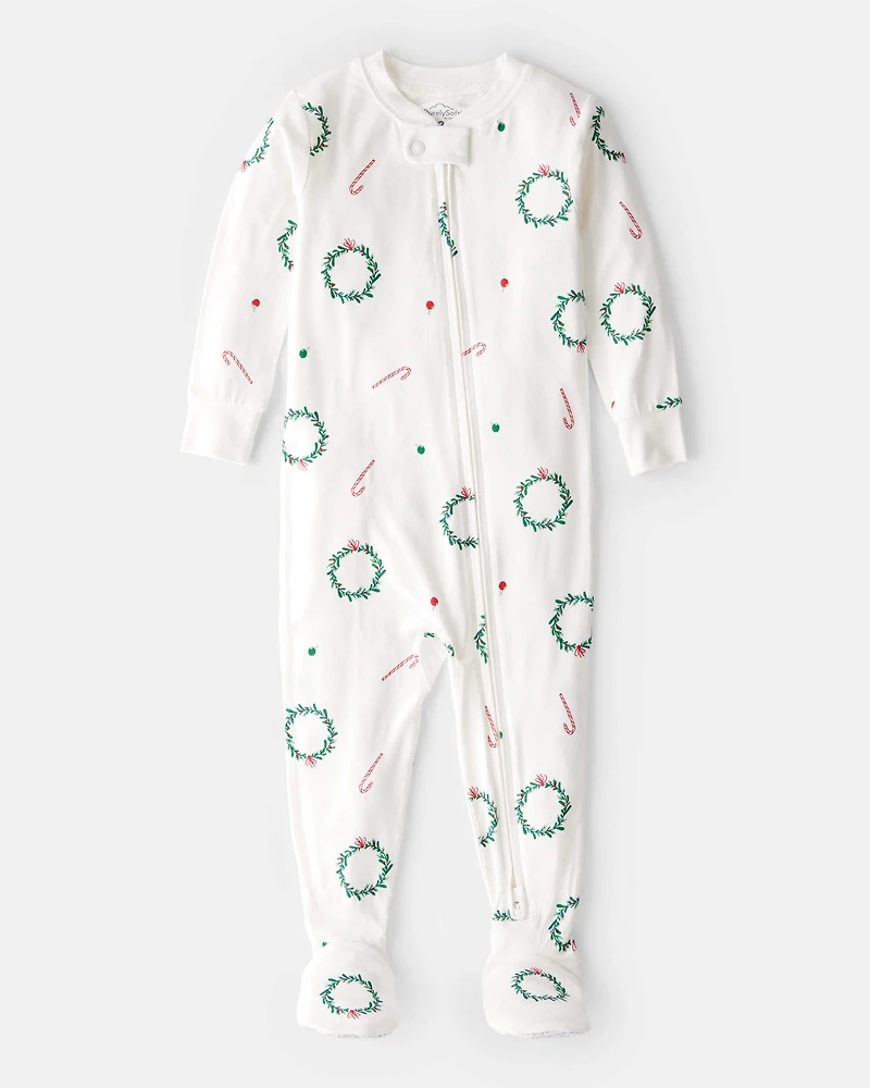 Baby Wreath PurelySoft Long-Sleeve 2-Way Zip 1-Piece Pajamas - White