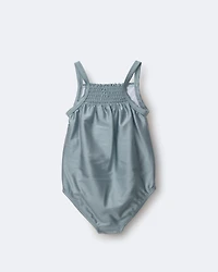 Toddler Girl Smocked One-Piece Swimsuit - Pale Blue