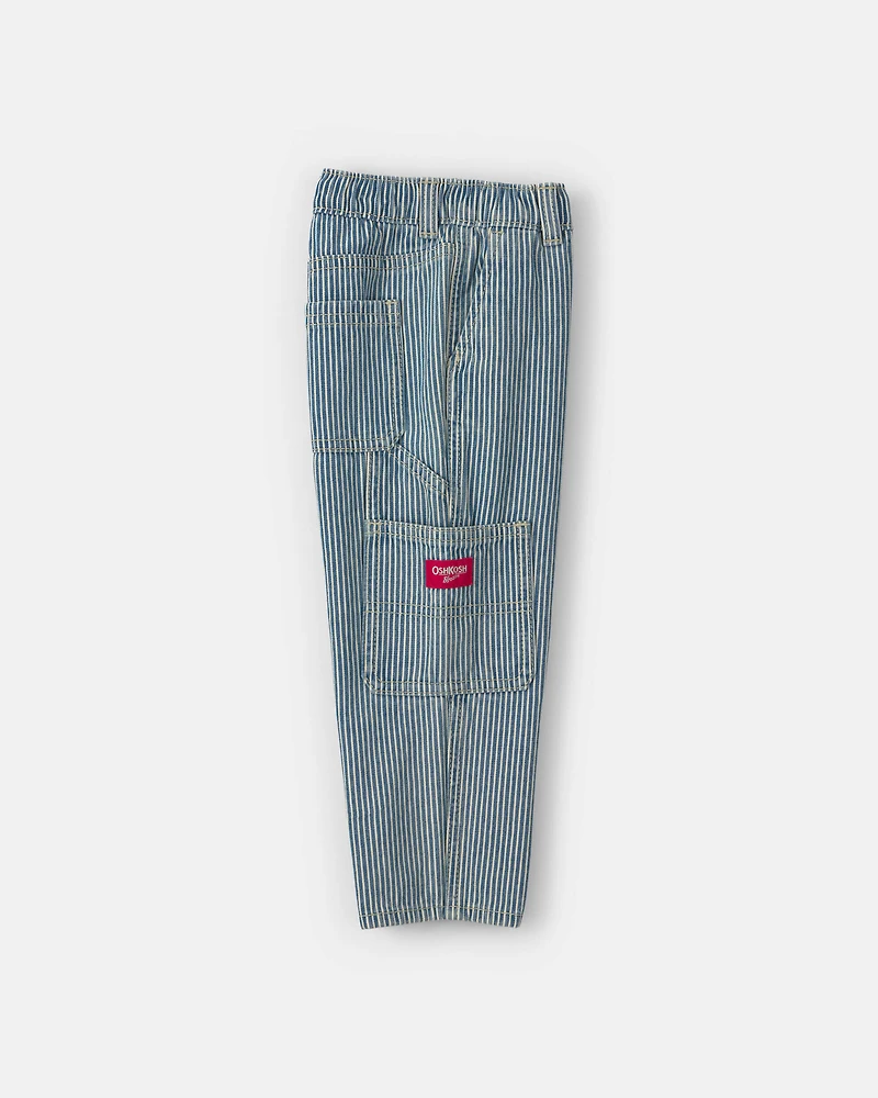 Boys Toddler Boy Hickory Stripe Denim Carpenter Jeans - Light Wash