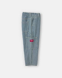Boys Toddler Boy Hickory Stripe Denim Carpenter Jeans - Light Wash