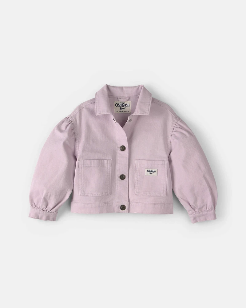 Toddler Girl Twill Bomber Jacket - Purple