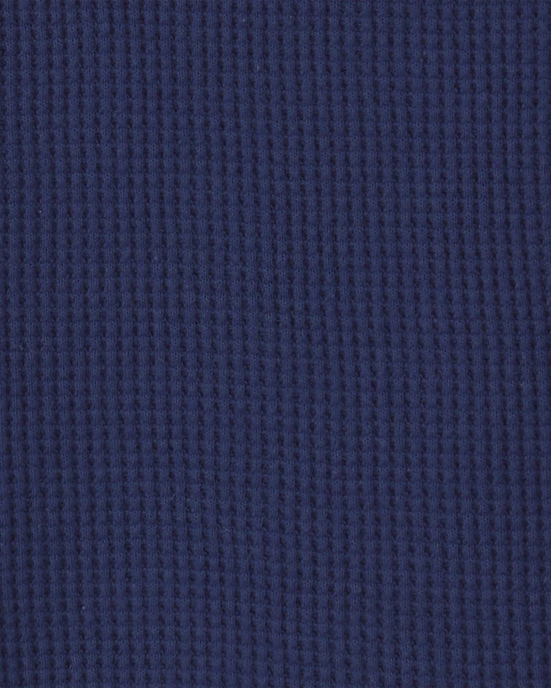 Toddler Boy Thermal Long-Sleeve Button-Down Shirt - Navy Blue