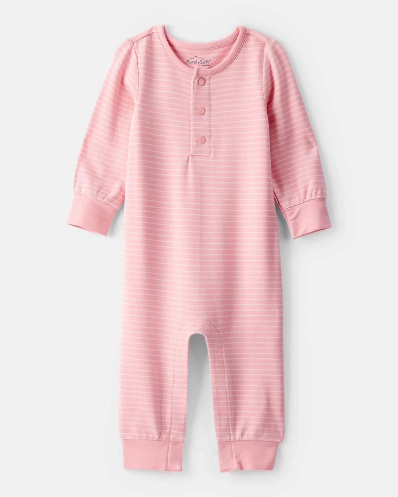 Baby Girl PurelySoft Long-Sleeve Jumpsuit - Pink
