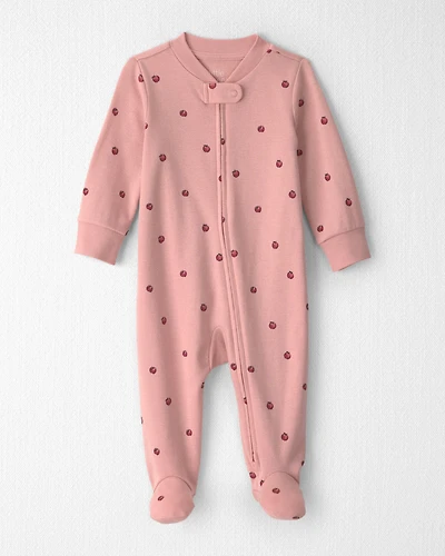 Baby Girl Organic Cotton Sleep & Play Pajamas in Apples