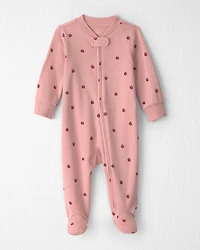 Baby Girl Organic Cotton Sleep & Play Pajamas in Apples