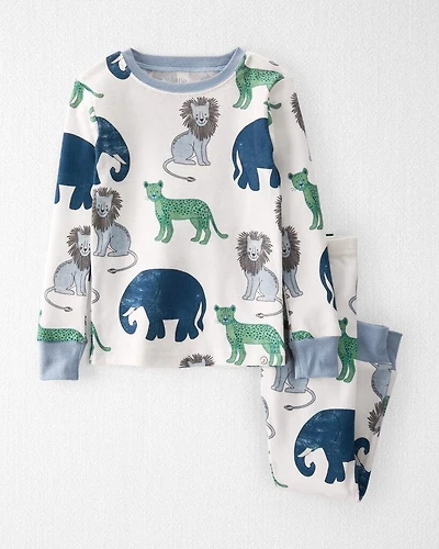 Toddler Organic Cotton Pajamas Set in Wildlife Print