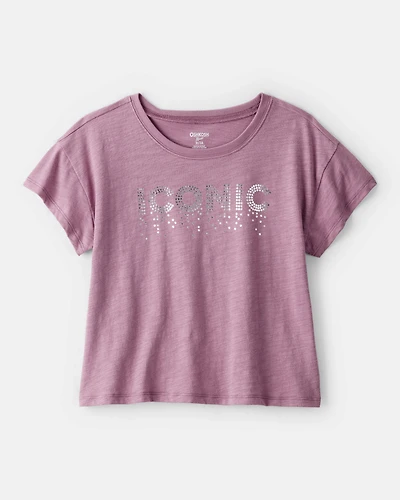 Girls Iconic Cotton Short-Sleeve Graphic Tee - Purple