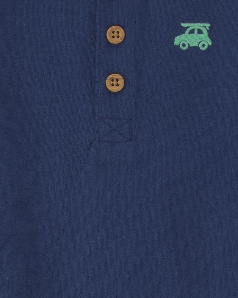 Baby Boy 2-Piece Car Striped Sleeveless Top & Short Set - Blue/Green