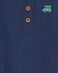 Baby Boy 2-Piece Car Striped Sleeveless Top & Short Set - Blue/Green