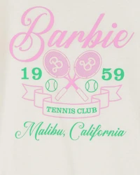 Girls Barbie™ 'Tennis Club' Short-Sleeve Graphic Tee - Ivory