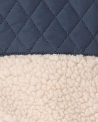 Toddler Boy Color Block Hooded Sherpa Zip-Up Jacket - Khaki/Navy