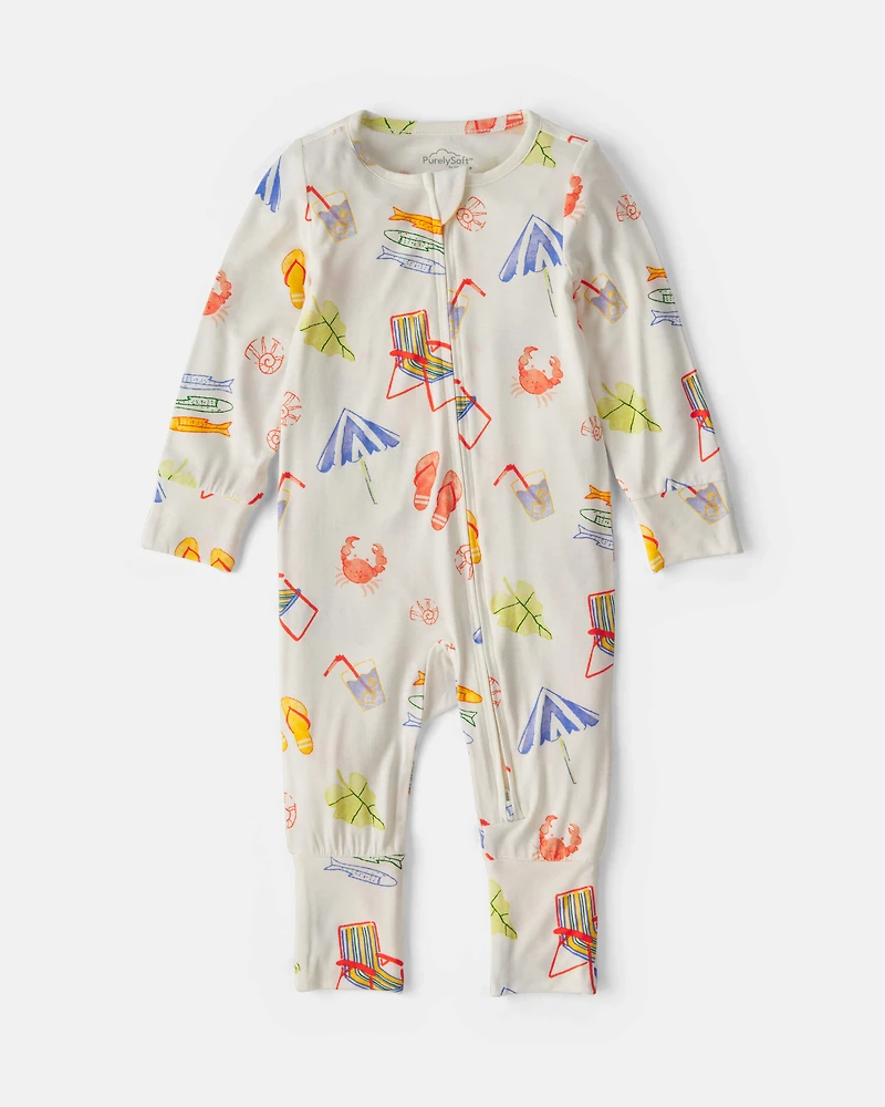 Baby Beach PurelySoft™ 2-Way Zip Sleep & Play Pajamas - Cream