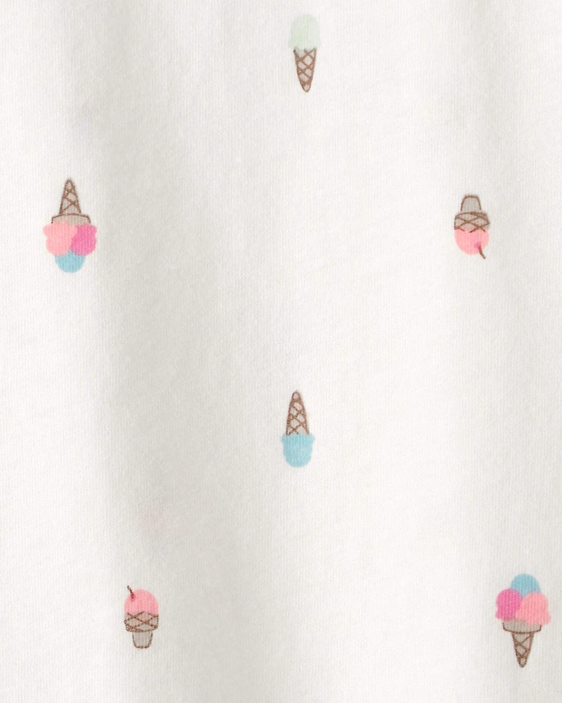 Baby Girl Ice Cream Relaxed Top - White