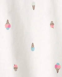 Baby Girl Ice Cream Relaxed Top - White