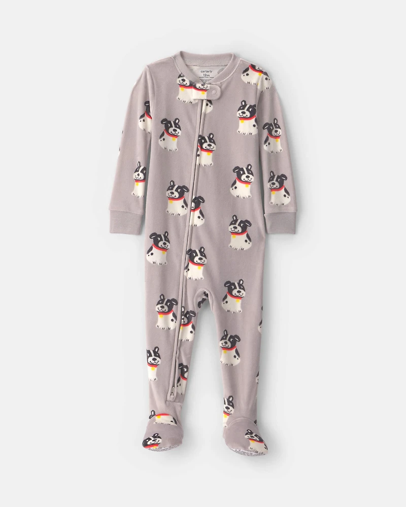 Toddler Boy 1-Piece Dog DreamPlush Snug Fit Footed Pajama - Grey
