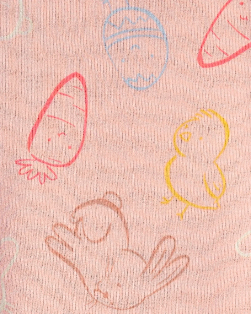 Toddler Girl Easter Bunny 100% Cotton Snug Fit 2-Piece Pajama Set - Pink