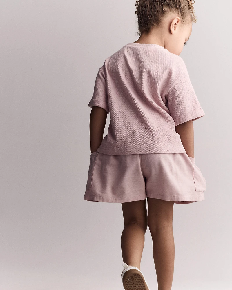 Toddler Girl Swing Short with Pockets - Light Pink