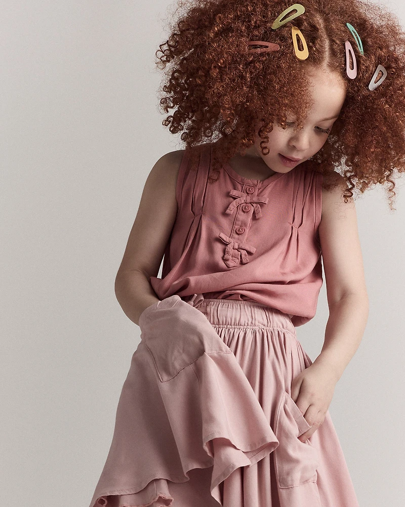 Toddler Girl Sleeveless Bow Top - Pink