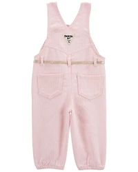 Baby Knit Denim Hickory Stripe Overalls - Pink