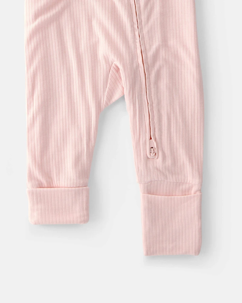 Baby Girl 2-Way Zip PurelySoft Sleep & Play Pajama - Light Pink