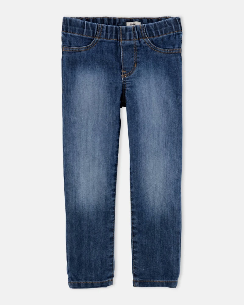 Girls Medium Wash Pull-On Skinny-Leg Jegging