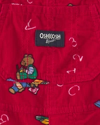 Baby Bear Corduroy Overalls - Red