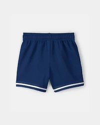 Toddler Boy Stripe Mesh Active Shorts - Blue