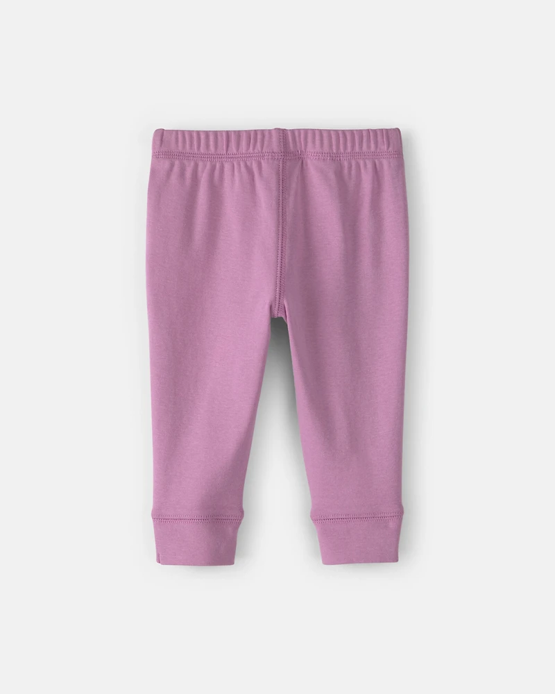 Baby Girl 4-Pack Pull-On Cotton Pants - Pink/Purple