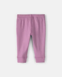 Baby Girl 4-Pack Pull-On Cotton Pants - Pink/Purple