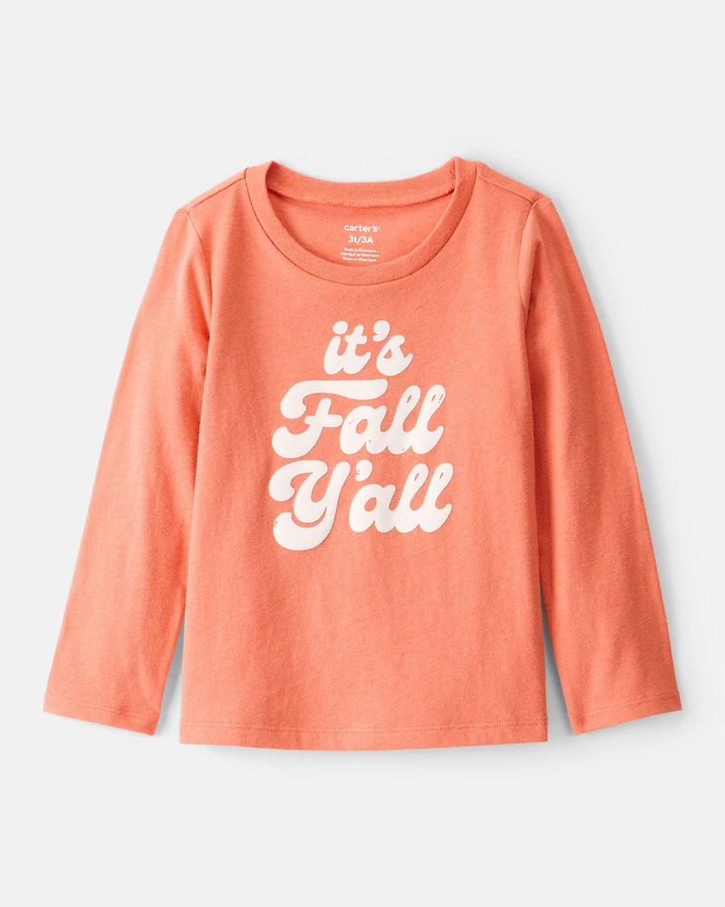 Toddler Girl It's Fall Y'all Long-Sleeve Graphic Tee - Orange