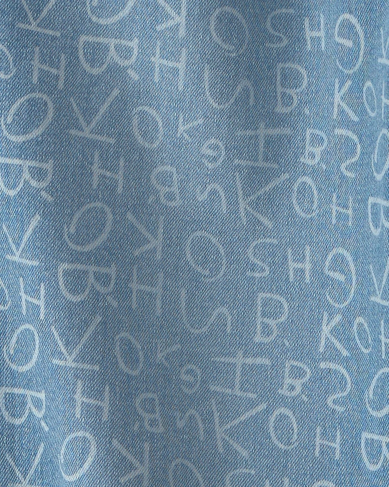 Girls Alphabet Denim Barrel Jeans - Medium Wash